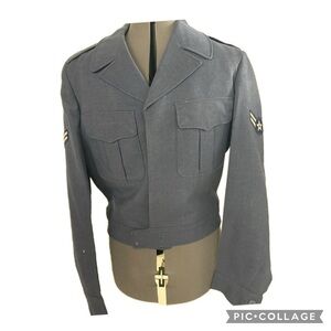 Vintage USAF Blue Ike Eisenhower Jacket Size 38XL 100% Wool 50’s with Patches